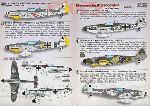 プリントスケール 72-406 1/72 メッサーシュミット Bf-109 G-14 後期型