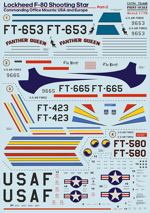 プリントスケール 72-448 1/72 ロッキード F-80 隊長機 アメリカ・ヨーロッパPart 2
