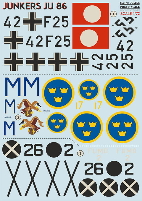 プリントスケール 72-454 1/72 ユンカース JU86