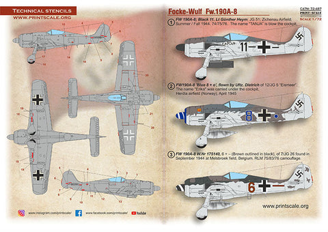 プリントスケール 72-487 1/72 フォッケウルフ 190A-8