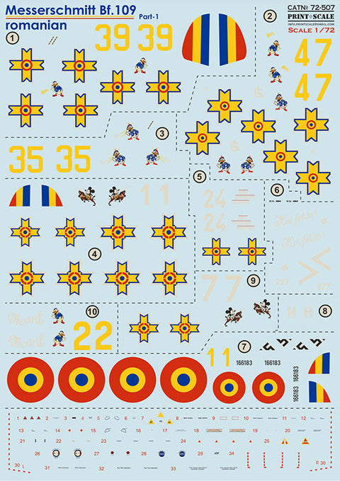 プリントスケール 72-507 1/72 Bf 109 ルーマニア パート1