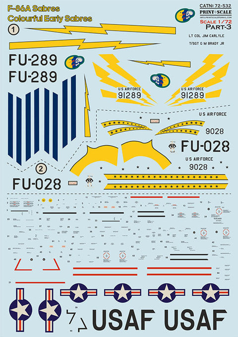 プリントスケール 72-532 1/72 F-86A セイバー カラフルな初期のセイバーパート3
