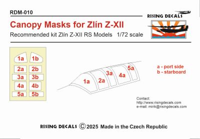 ライジングデカール RDM-010 1/72 ズリン Z-XII キャノピーマスク(RSモデル用)