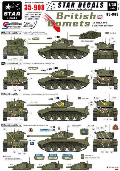 スターデカール 35-908 1/35 イギリスA34コメット戦車 WWII,冷戦期 イン ヨーロッパ