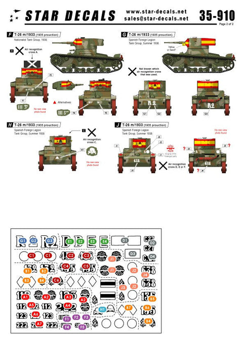 スターデカール 35-910 1/35 スペイン内戦 # 1 ナショナリストのT-26戦車