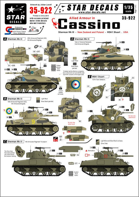 スターデカール 35-922 1/35 モンテ・カッシーノの連合軍 ニュージーランド,ポーランド,アメリカ