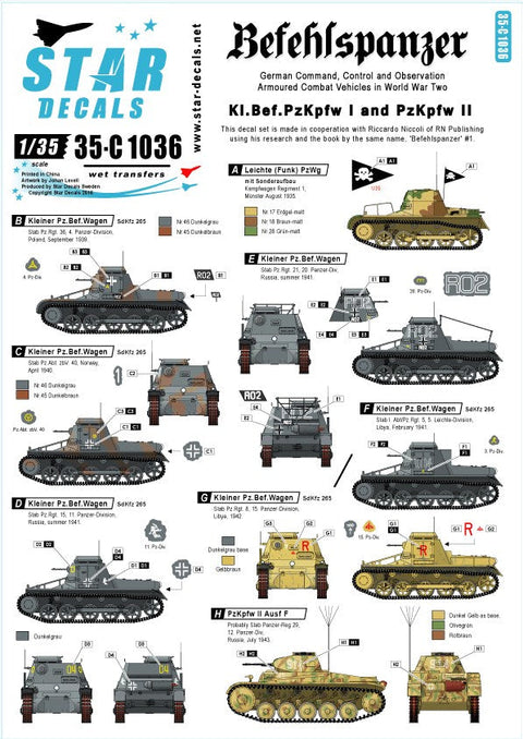 スターデカール 35-C1036 1/35 指揮戦車 #1 I・II号指揮戦車