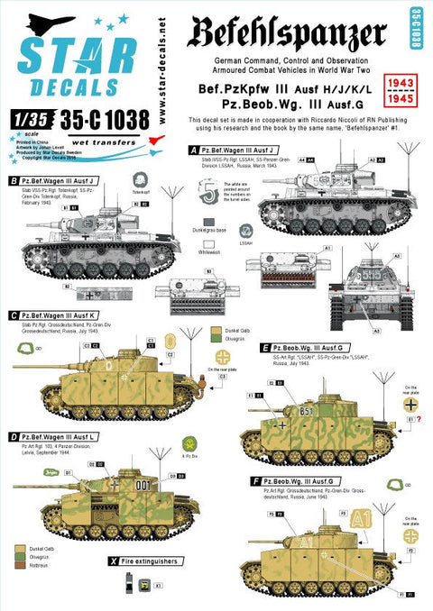 スターデカール 35-C1038 1/35 指揮戦車 #3 III号指揮戦車 H/J/K/L型