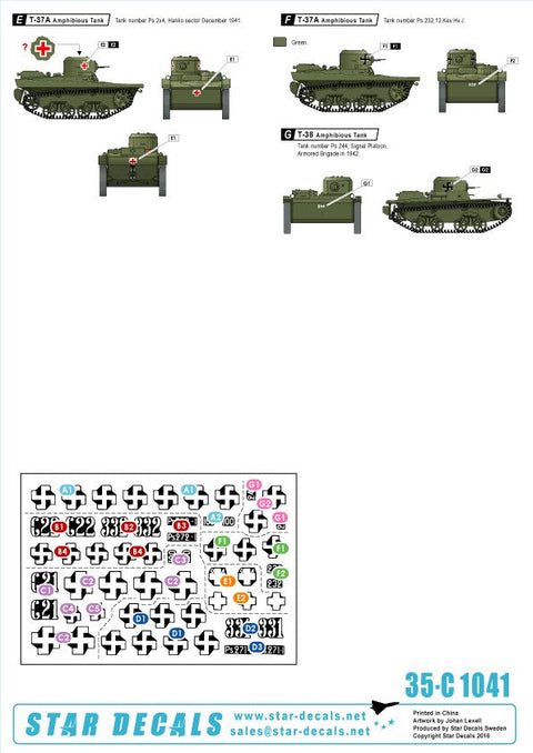 スターデカール 35-C1041 1/35 フィンランド戦車 イン WWII # 5 KV-1,水陸両用戦車