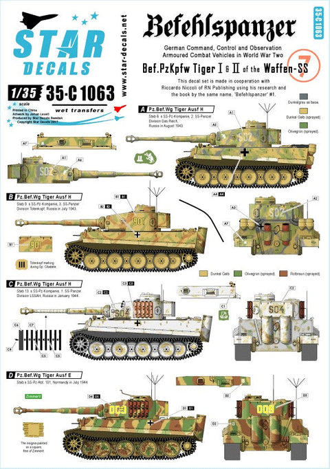 スターデカール 35-C1063 1/35 指揮戦車 #7 武装親衛隊 タイガーI・タイガーII