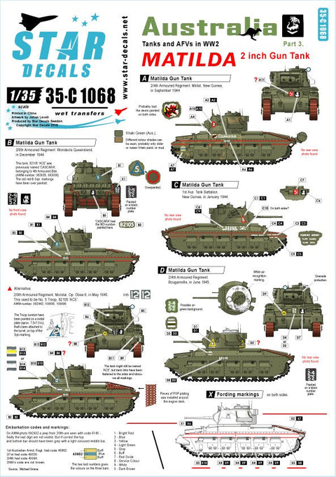 スターデカール 35-C1068 1/35 オーストラリア マチルダ マチルダ2ポンド砲搭載型