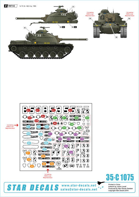 スターデカール 35-C1075 1/35 M67 ジッポー火炎放射器戦車 アメリカ海兵隊 イン ベトナム