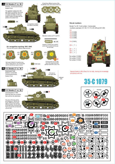 スターデカール 35-C1079 1/35 スコダ LT vz 35 ルーマニア、チェコスロバキア、スロバキア