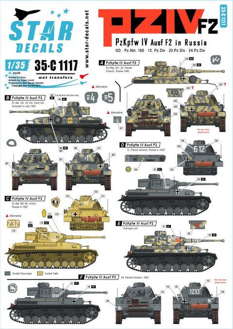 スターデカール 35-C1117 1/35 IV号戦車 F2型