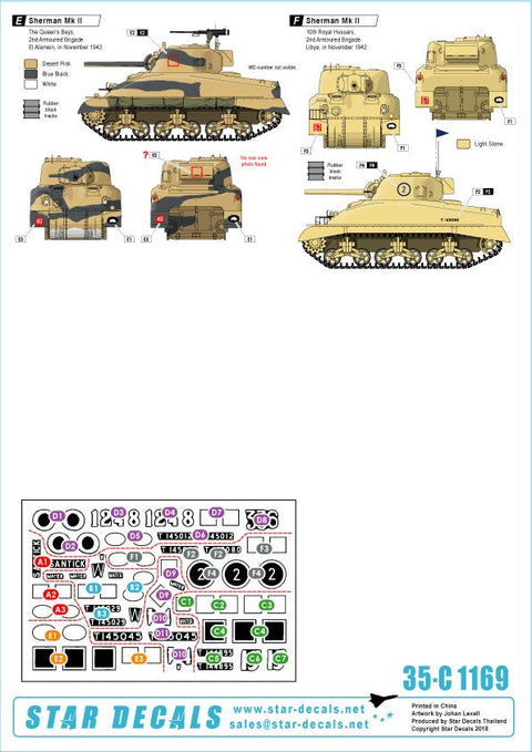 スターデカール 35-C1169 1/35 北アフリカにおけるイギリス国陸軍のシャーマン シャーマンMk II(1942年)編
