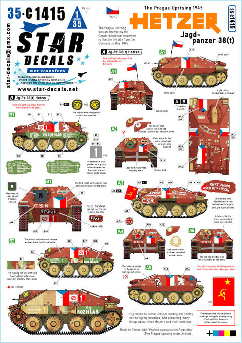 スターデカール 35-C1415 1/35 38(t)駆逐戦車ヘッツァー プラハ蜂起 1945 #2