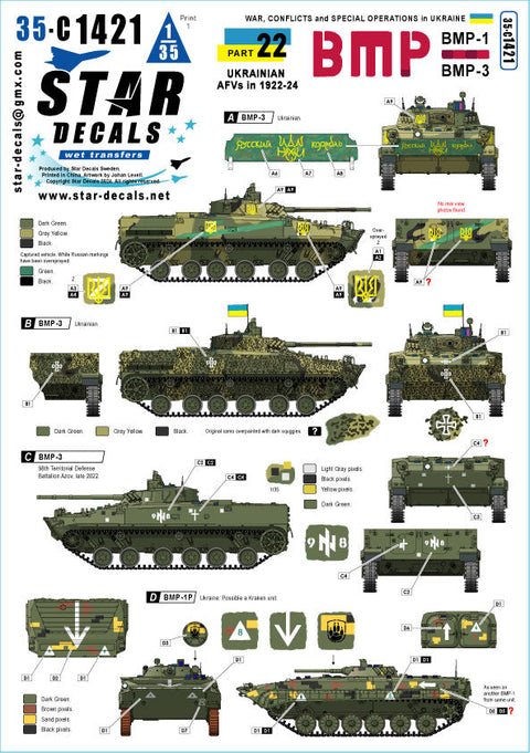スターデカール 35-C1421 1/35 ウクライナ戦争#222022?24年のウクライナのBMP-1・BMP-3