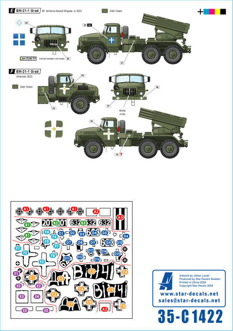 スターデカール 35-C1422 1/35 ウクライナ戦争#23ウクライナの大型砲とロケット砲2S1・2S9 Nona・2S19 Msta-s・TOS-1・BM-21 Grad
