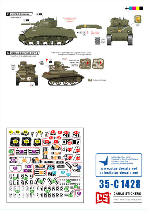 スターデカール 35-C1428 1/35 初期のIDF #2 イスラエル シャーマン戦車・クロムウェル・ホチキス・ビッカース他