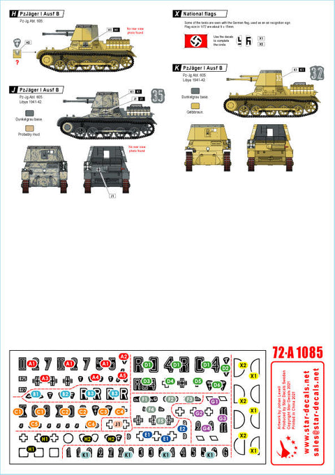 スターデカール 72-A1085 1/72 パンツァーインデザート#2 北アフリカでのI号戦車B型,I号無線指揮戦車B型&I号対戦車自走砲