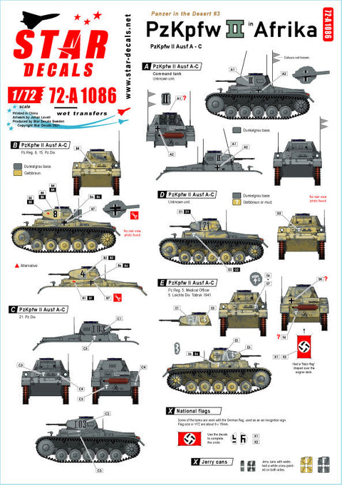 スターデカール 72-A1086 1/72 パンツァーインデザート#3 北アフリカでのII号戦車A-C型
