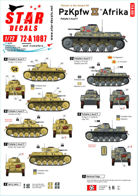 スターデカール 72-A1087 1/72 パンツァーインデザート#4 北アフリカでのII号戦車F型