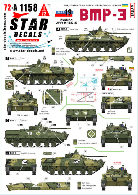 スターデカール 72-A1158 1/72 ウクライナの戦争#19 2022-23年 ロシア BMP-3