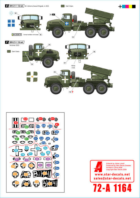 スターデカール 72-A1164 1/72 ウクライナ戦争#21ウクライナの大型砲とロケット砲2S1・2S9 Nona・2S19 Msta-s・TOS-1・BM-21 Grad