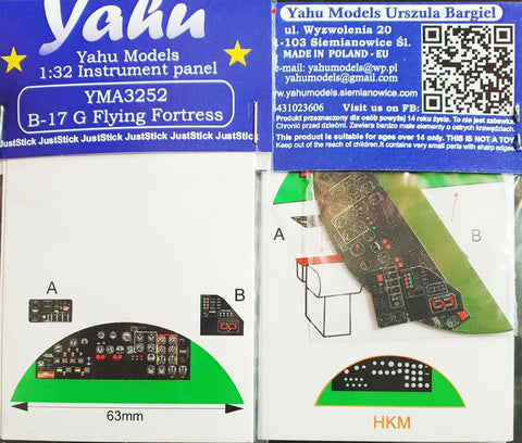 ヤフーモデル YMA3252 1/32 B-17G フライングフォートレス 計器盤 (HKモデル用)