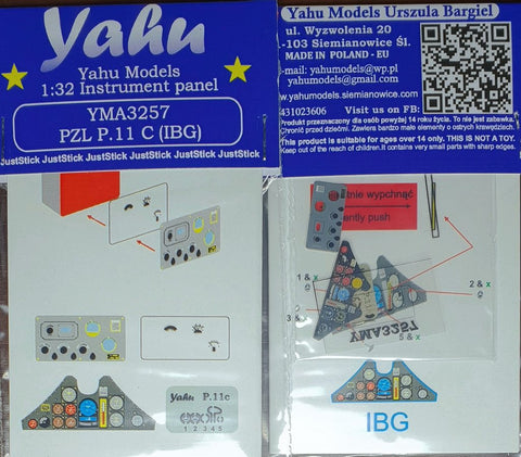 ヤフーモデル YMA3257 1/32 PZL P.11cガル翼戦闘機 計器盤 (IBG用)