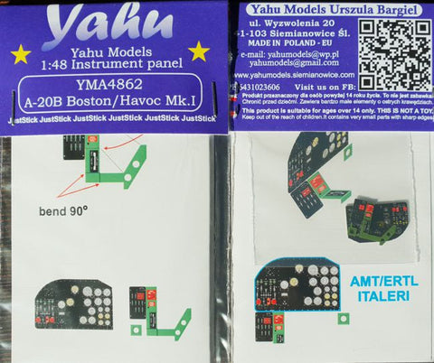 ヤフーモデル YMA4862 1/48 A-20B ボストン/ハボックI 計器盤 (イタレリ用)