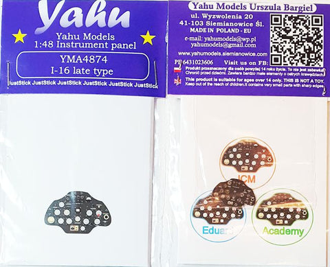 ヤフーモデル YMA4874 1/48 パリカールパフ I-16 後期型 計器盤 (ICM / エデュアルド用)