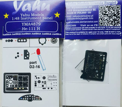 ヤフーモデル YMA4879 1/48 ハインケル He111H 計器盤 (ICM / レベル/モノグラム用)