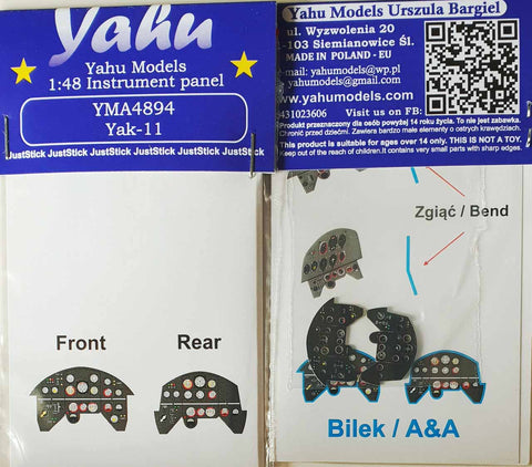ヤフーモデル YMA4894 1/48 Yak-11 計器盤 (ビレック / A&A用)