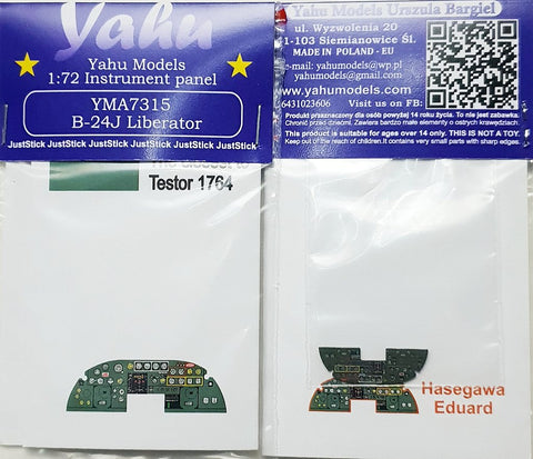 ヤフーモデル YMA7315 1/72 B-24Jリベレーター 計器盤 (ハセガワ/エデュアルド用)