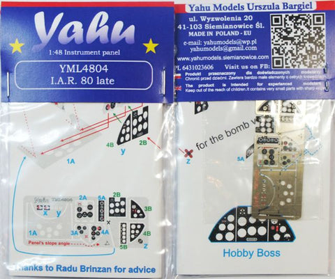 ヤフーモデル YML4804 1/48 IAR-80 後期型 計器盤 (ホビーボス用)