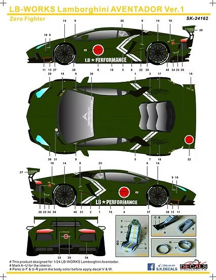 SKデカール SK24162 1/24 LB-WORKS ランボルギーニ アヴェンタドール Ver.1 Zero Fighter