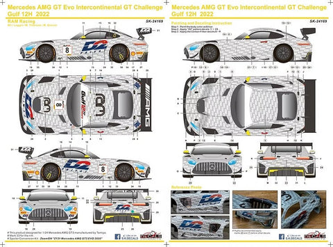 SKデカール SK24169 1/24 メルセデス AMG GT Evo インターコンチネンタルGTチャレンジ Gulf 12H 2022 RAM Racing