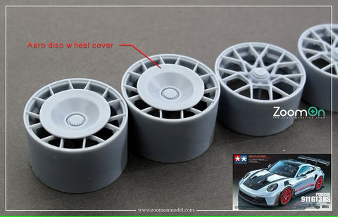 ズームオン Z195 1/24 エアロ ディスク ホイール カバー( 2パーツ)(ZR135 ポルシェ 992 GT3 RS リムセット用)