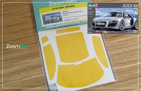 ズームオン ZD092 1/24 ウインドー・ライト 塗装マスキング- アウディ R8