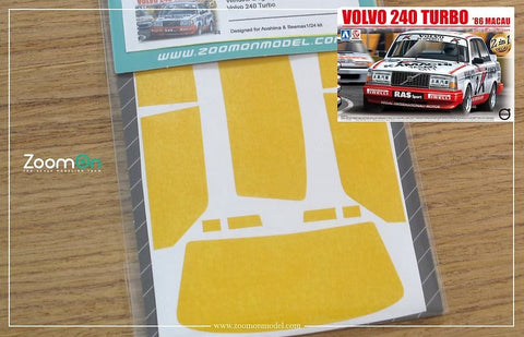 ズームオン ZD102 1/24 ウインドー・ライト 塗装マスキング- ボルボ 240 ターボ