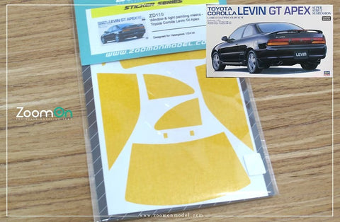 ズームオン ZD110 1/24 ウインドー・ライト 塗装マスキング- トヨタ カローラ レビン Gt Apex
