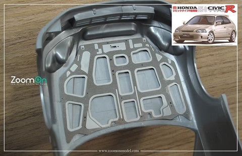 ズームオン ZD138 1/24 ホンダ シビック タイプR EK9 ボンネットフード ストラクチャー