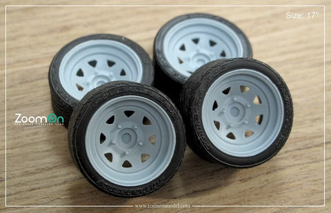 ズームオン ZR060 1/24 16インチ ダイヤモンド スチール ホイールセット