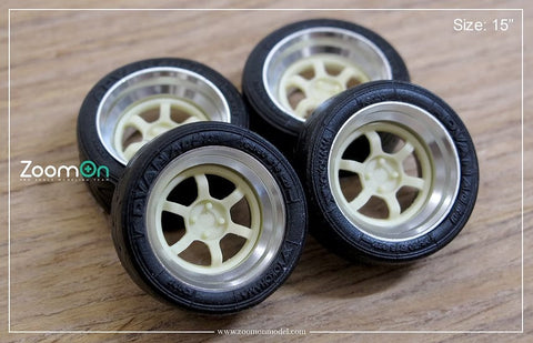 ズームオン ZR076 1/24 15インチ レイズ ボルク レーシングTE37V ホイールセット