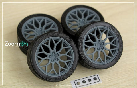 ズームオン ZR102 1/24 19インチ Vossen HF-2 ホイールセット
