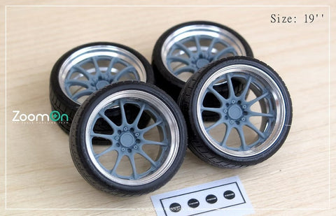ズームオン ZR122 1/24 19インチ レイズ ボルク レーシング GT-N ホイールセット (タイヤ無し)