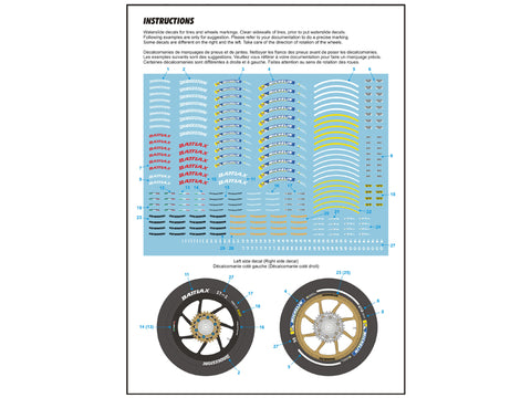 ブルースタッフ BS 12-013 1/12 MOTO GP タイヤ&ホイールマーキング - 1/12タミヤ用デカール