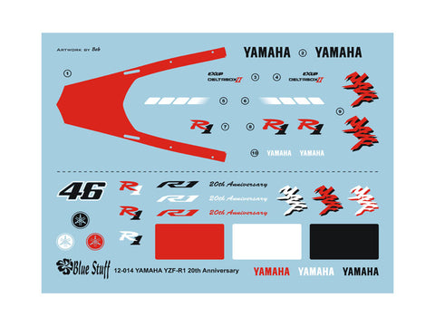 ブルースタッフ BS 12-014 1/12 ヤマハ YZF-R1 20周年記念 - 1/12デカール タミヤ14133用