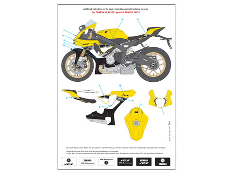 ブルースタッフ BS 12-015 1/12 ヤマハ YZF-R1 60周年記念 - 1/12デカール タミヤ14133用